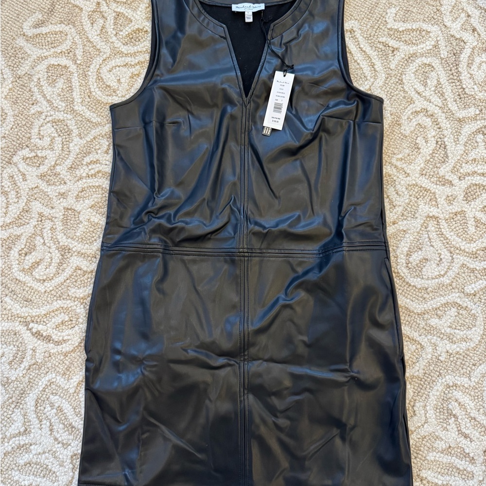 Michael Stars Black CECILIA DRESS size small vegan leather NWT